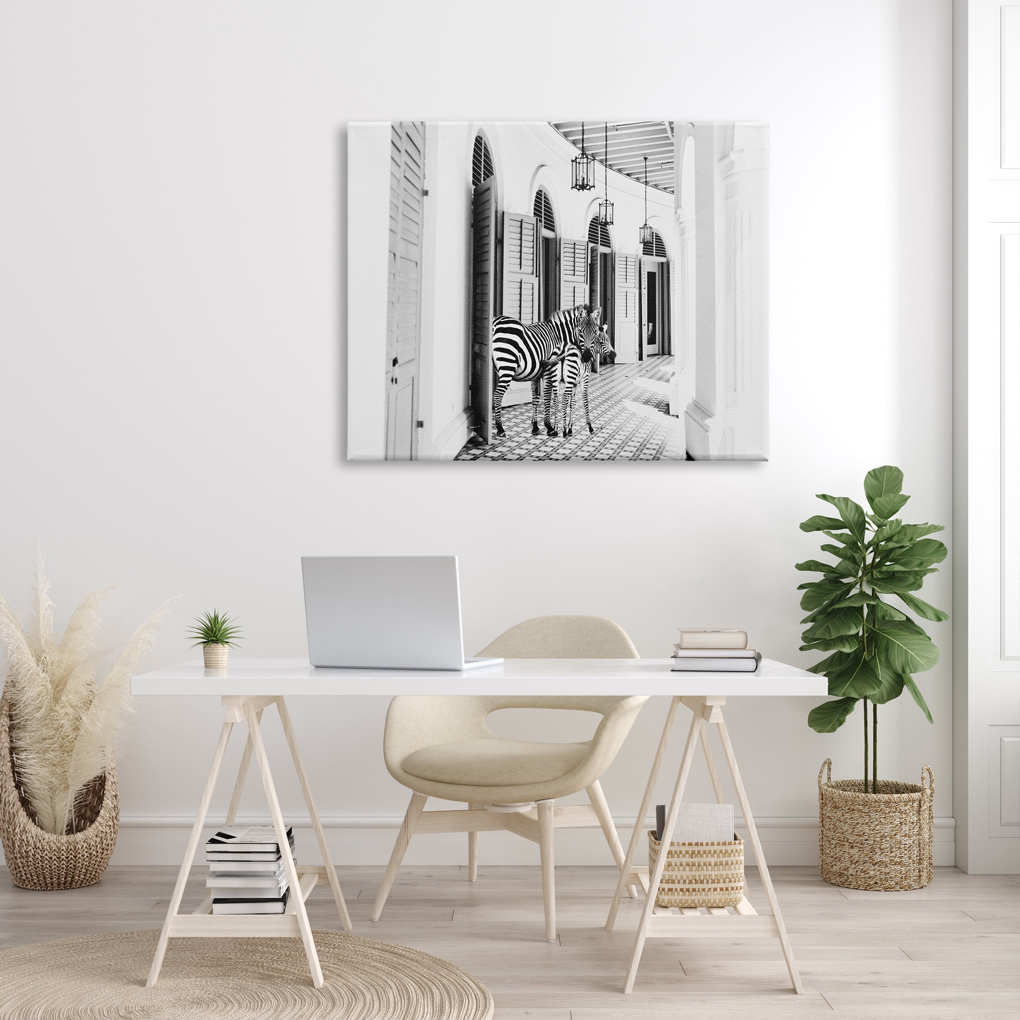Stupell Industries Zebra Safari Animals in Traditional Home Architecture, 48 x 36, Design by Kathy Mansfield