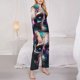 thumbnail image 3 of Balery Modern Abstract Colorful Skull B Conjunto de Pijama con Estampado para Mujer, Conjunto de Dos Piezas con Manga Larga, Ropa de Dormir Suave con Bolsillos, Pijamas Cómodos-XX-Large, 3 of 7