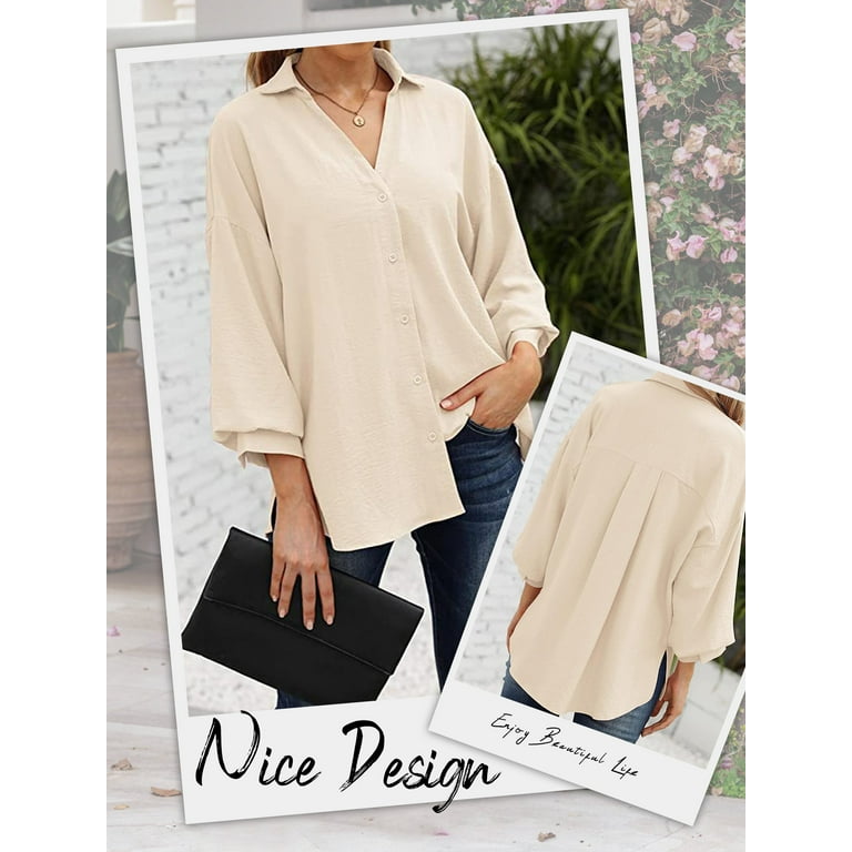 V-neck single-breasted lantern long-sleeved blouse V-neck single-breasted lantern long-sleeved blouse