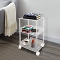 thumbnail image 3 of 3-Tier End Table with Lockable Wheels Acrylic Rolling Side Table 20kg/44.09 lbs, 3 of 10