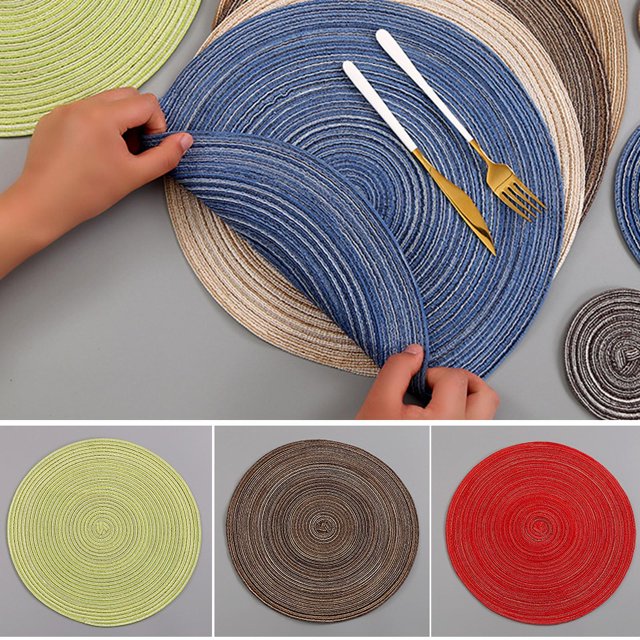 CAROOTU Tapis de Table à Manger Rond en Coton Résistant à la Chaleur pour la Maison Protège la Table des Brûlures