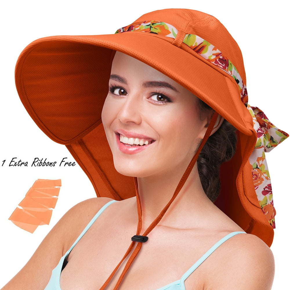 Solaris - Sun Hats for Women with Neck Flap, Large Brim, UV Protection ...