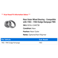 thumbnail image 2 of Rear Outer Wheel Bearing - Compatible with 1983 - 1984 Dodge Rampage FWD, 2 of 2