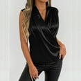 thumbnail image 7 of Wyobmus Womens Silk Satin Tank Tops Casual Cross Wrap Tops V Neck Tunic Ruched Dancing Party Outfits Sleeveless Camisole Blouses Summer Basic Tank Shirt B-Black, 7 of 7