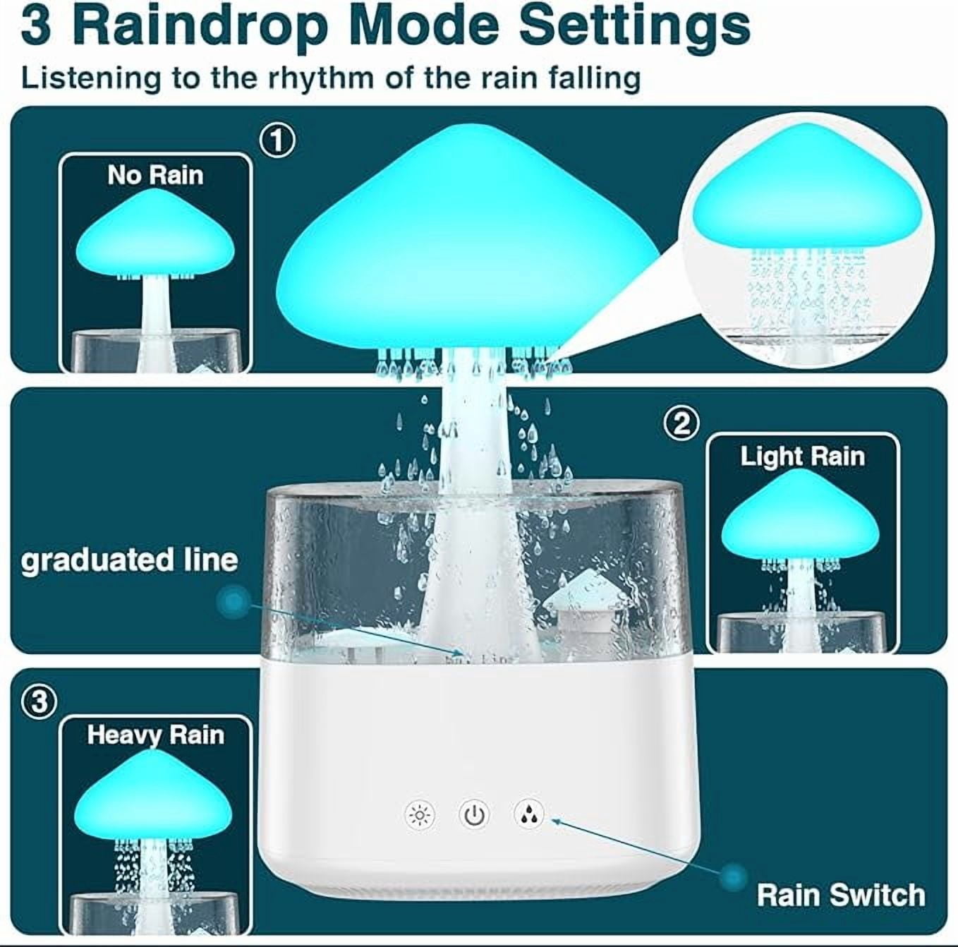 RAPOBRIX 450ml Rain Cloud Humidifier with Remote - Water Drip Mushroom Design