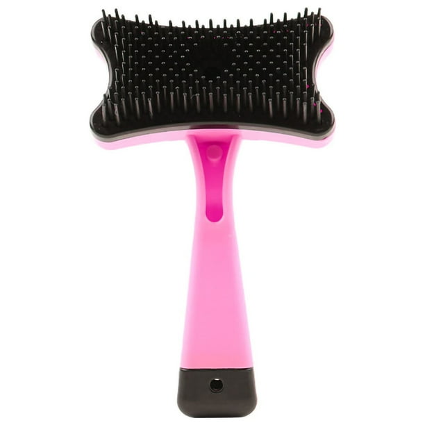 Cepillo para mascotas con partículas de masaje autolimpiables que eliminan el pelo suelto. Peine de aseo para perros y gatos. Color rojo rosa.