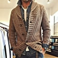 thumbnail image 4 of Mens Cable Knit Cardigan Sweater Shawl Collar Loose Fit Long Sleeve Casual Cardigans Knitwear Fashion Retro Button Down Henley Sweater Coat, 4 of 4