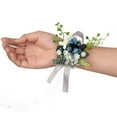 thumbnail image 6 of Coolmade 2Pcs Boutonniere Buttonholes and Wrist Corsage Wristband Roses Wrist Corsage, Groom Groomsman Best Man and Girl Brides Wedding Flowers Accessories Prom Suit Decoration (Blueberry Set), 6 of 7