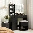 thumbnail image 4 of Costway Vanity Set Dressing Table and Chair Set with 3 Lighting Modes & Mirror and Lights Black, 4 of 10