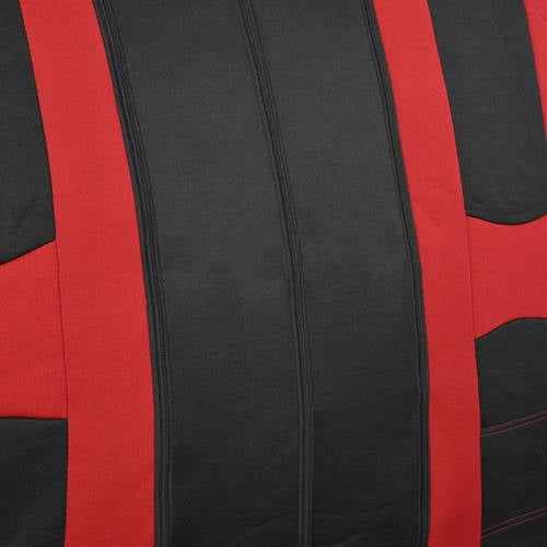 BDK Red Rome Sport Car Interior Bundle - Seat Covers, 2-Tone Floor Mats & Ergo Steering Wheel Cover