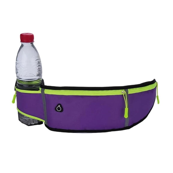 Adjustable Outdoor Sports Waist Pack with Water Bottle Holder and Reflective Strip, Large Capacity Water-Resistant Fanny Bag for Running, Hiking and Travel