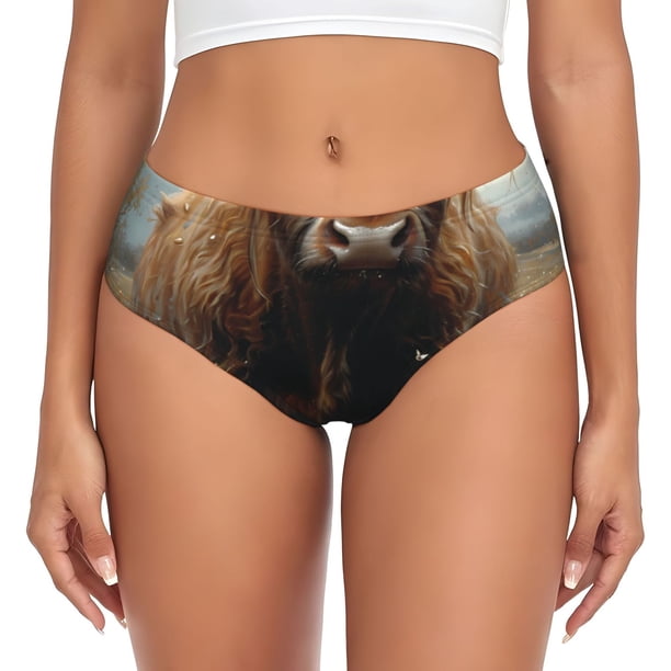 Balery Grassland Sunflower Cow Ropa Interior de Algodón para Mujer con Dibujo – Braguitas Cómodas y Elásticas, Estilo Clásico-XX-Large