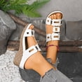 thumbnail image 2 of Rokment Orthopedic Wedge Dress Sandals for Women Trendy Casual Hollow out Leather Peep Toe Arch Support Platform Slip on Beach Summer Comfortable High Heels Slides Walking Shoes White Size 6.5, 2 of 8