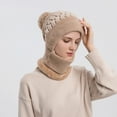 thumbnail image 6 of Aoochasliy Winter Scarfs Christmas Clearance Woman's Warm Neck Guard Head Guard Knitted Hat Scarf Mask In One Hairball Woolen Cap, 6 of 9