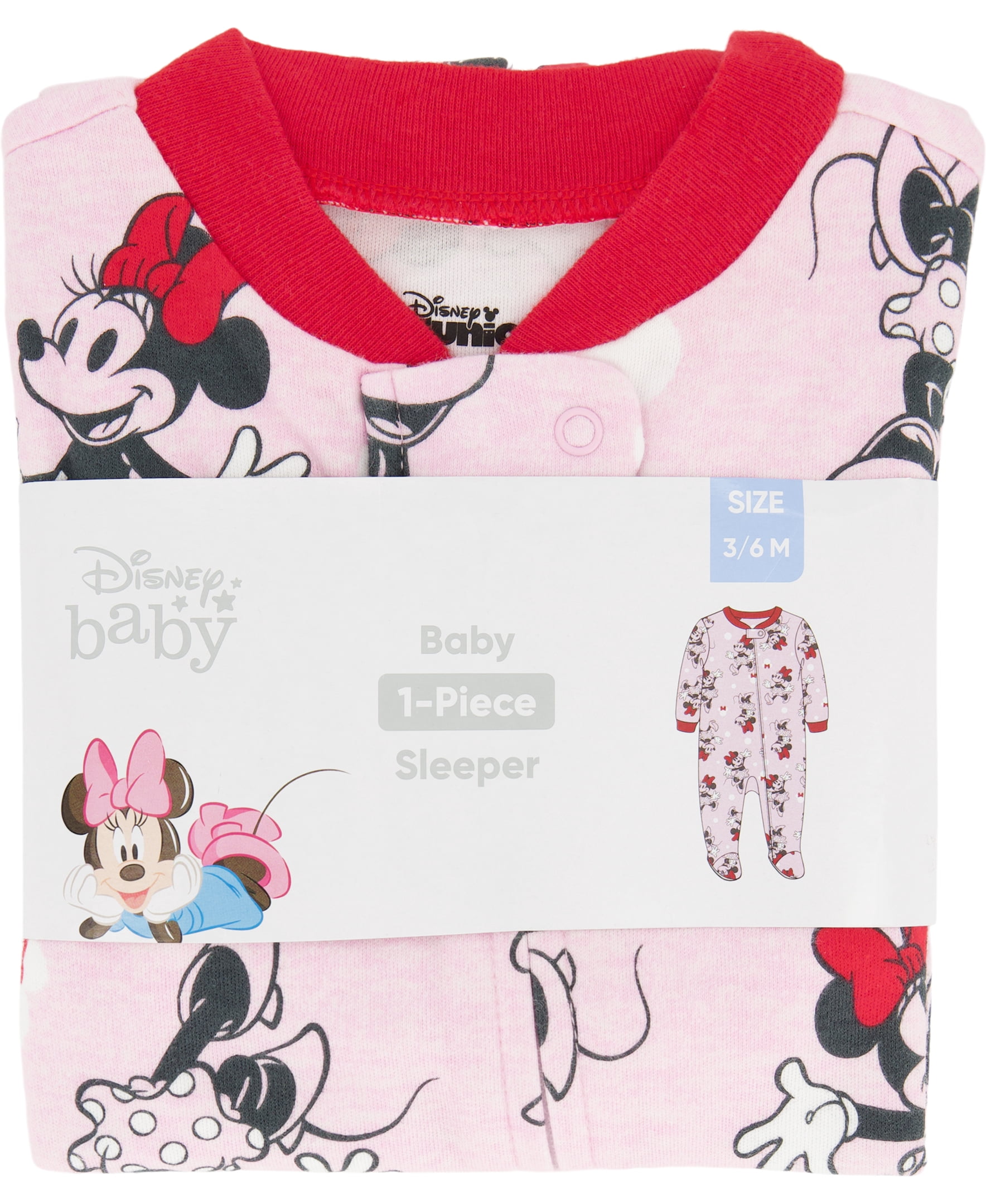 Minnie Mouse Baby One-Piece Pajamas, Sizes NB-9M