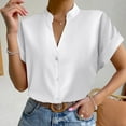 thumbnail image 2 of Hauts d'Entraînement à Manches Courtes Col en V pour Femmes, T-Shirts Athlétiques Décontractés, 2 of 6