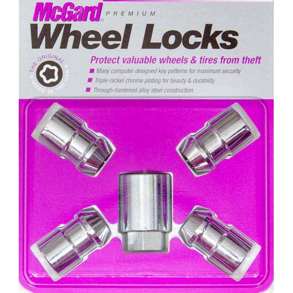 MCGARD Chrome 12 mm x 1.75 Thread Cone Seat Premium Wheel Lock 4 pc P/N 24160 Fits select: 1997-1999 FORD F150, 1997-1999 FORD EXPEDITION