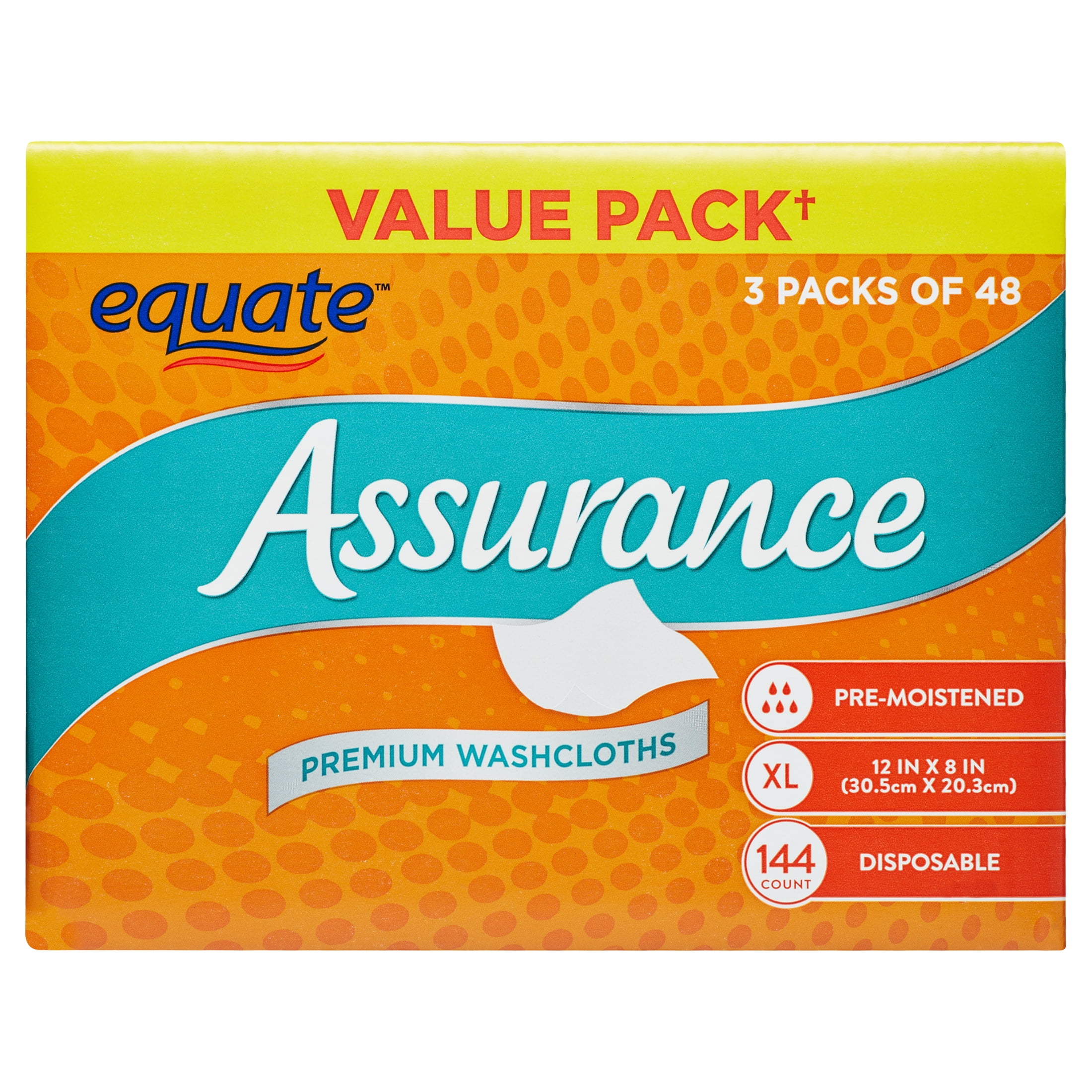 Assurance Premium Disposable Washcloths, XL (144 Count)