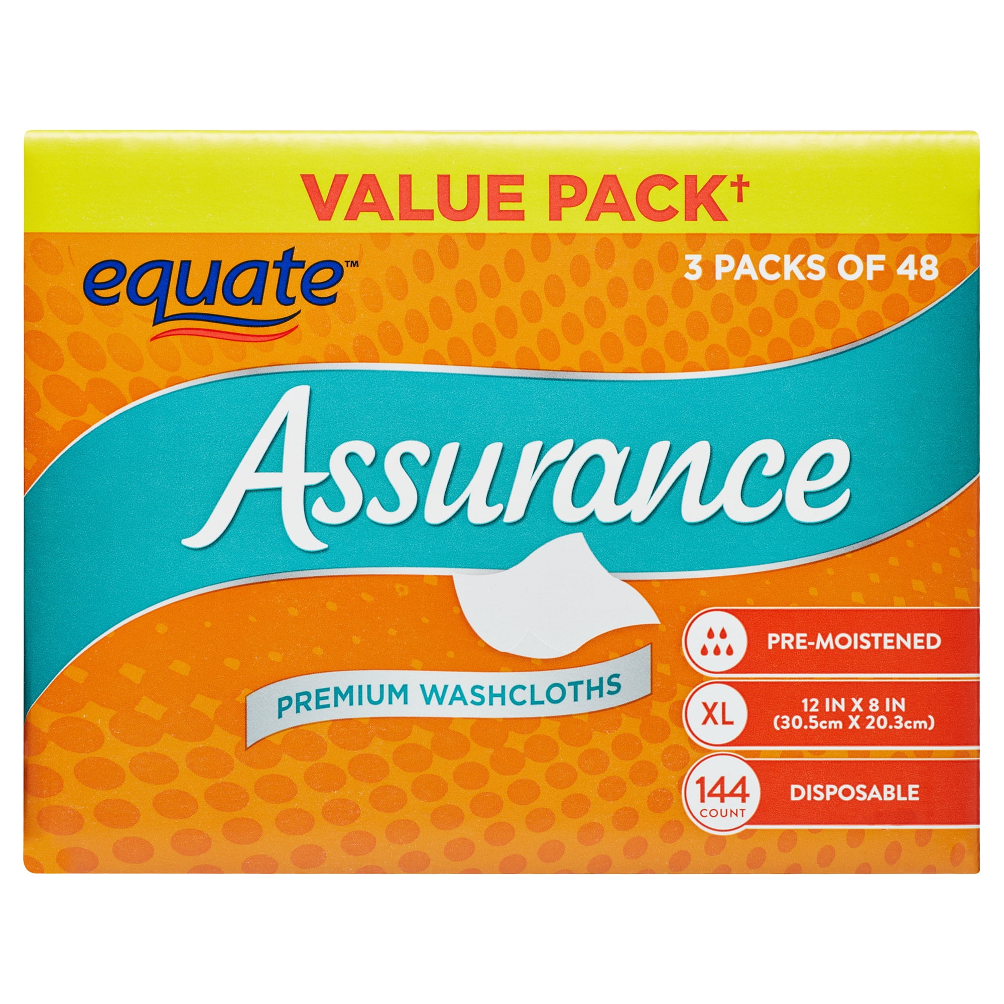 Assurance Premium XL Disposable Washcloths, 144 Ct