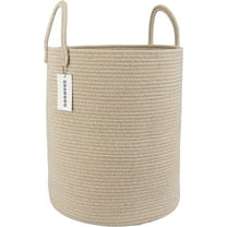WarmHaven Cotton Rope Laundry Basket Hamper for Clothes Woven Storage Basket for Living Room Bedroom Boho Tall Rope Baskets for Blanket Toys Pillow Towels Baby Nursery Hamper Bin oatmeal