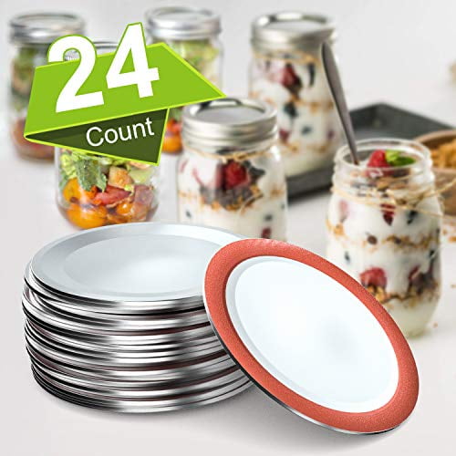 Regular Mouth Canning Lids for Ball, Kerr Jars 24Count SplitType with Leak proof & Airtight