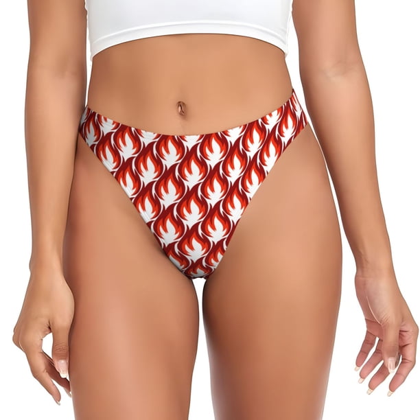Fotbe Fire Symbols Tanga Sin Costuras para Mujer con Estampado – Panties Invisibles, Transpirables y Cómodos para Uso Diario-Medium