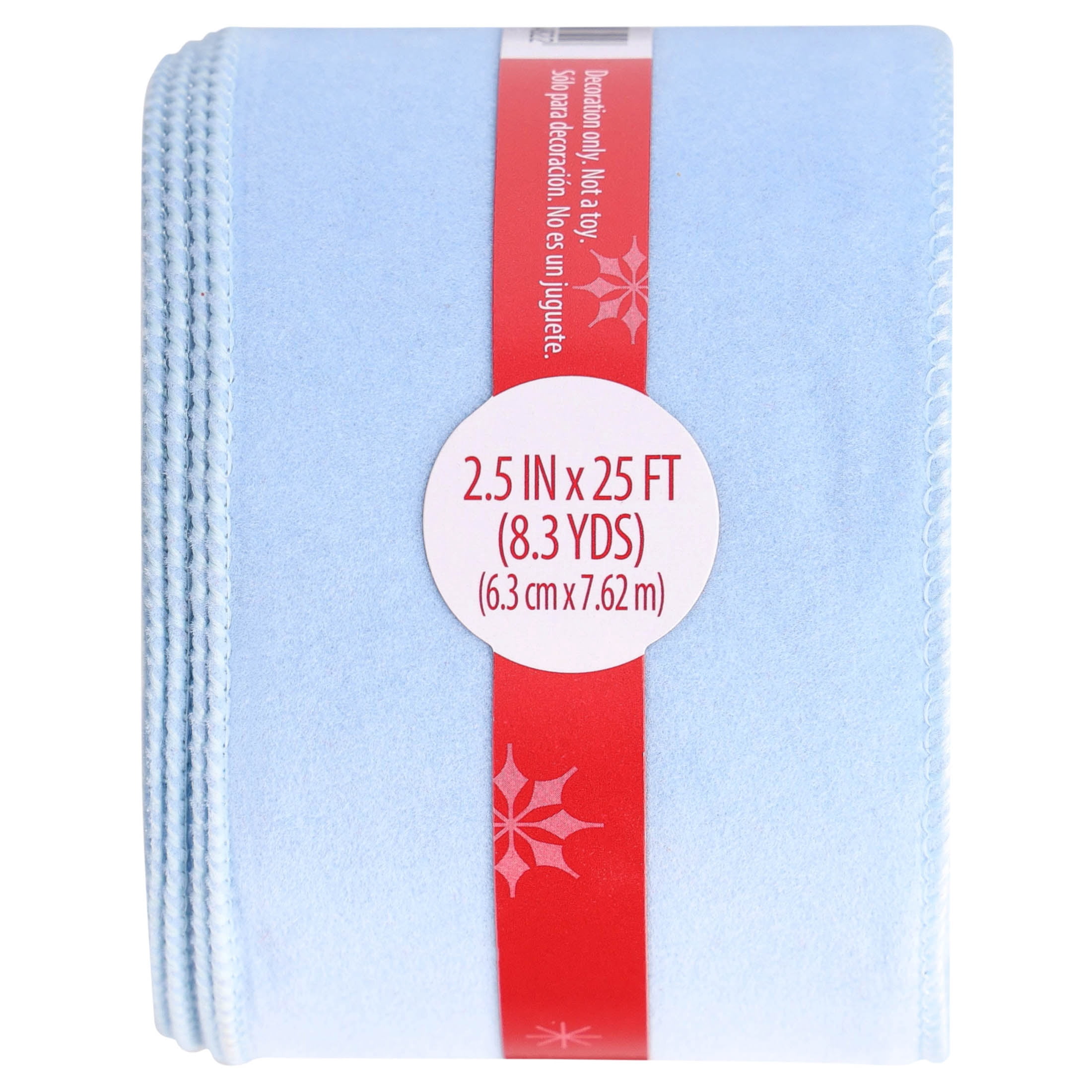 Light Blue Velvet Christmas Ribbon, 2.5" x 25', by Holiday Time