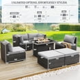 thumbnail image 3 of RADIATA 7 Pcs Outdoor Sofa with Fire Pit Table Wicker Conversation Light Gray, 3 of 10