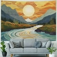 thumbnail image 4 of Shiartex Bohemian Abstract Mountain Wall Hanging Tapestry Boho Sun Mid Century River Aesthetic Minimalist Rainbow Vintage Modern 70s Bedroom Dorm Living Room Wall Art Home Decor Painting, 4 of 6