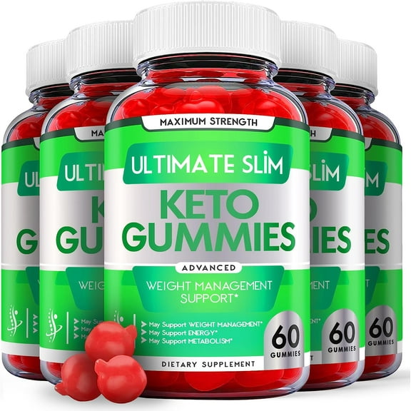 (5 Pack) Ultimate Slim Keto ACV Gummies - Supplement for Weight Loss - Energy & Focus Boosting Dietary Supplements for Weight Management & Metabolism - Fat Burn - 300 Gummies