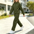 thumbnail image 5 of Kids Girls' 2-Piece Tracksuit Set Half Zip Pullover Sweatshirt and Jogger Sweatpants Long Sleeve Activewear Casual Lounge Wear for Sports Running Play, 5 of 7