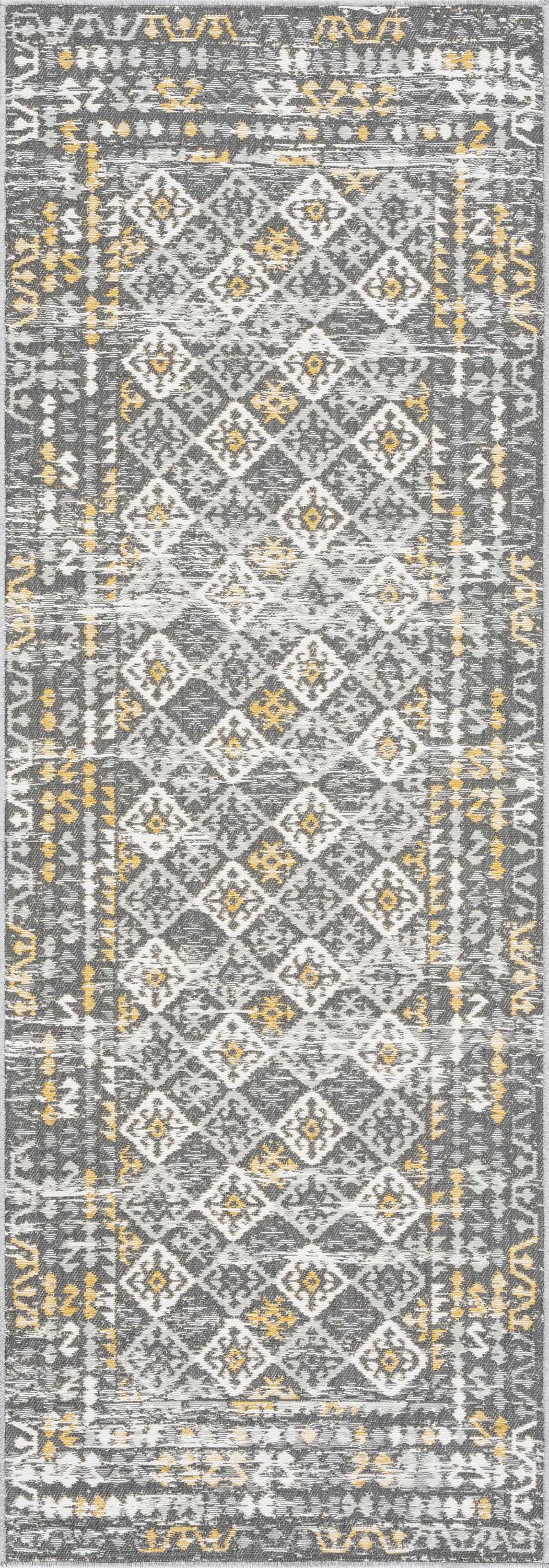 Bliss Rugs Morroccan Indoor Outdoor Rug Reversible Runner Rug for Patio, Hallway, Entryway, Deck, Cream ,2' x 8'