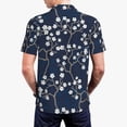 thumbnail image 5 of Rocae Cherry Blossoms on Navy Background for Men's Short Sleeve Polo Shirt, Quick Drying Performance Moisture Wicking Sports Men's Golf Shirt Small, 5 of 9