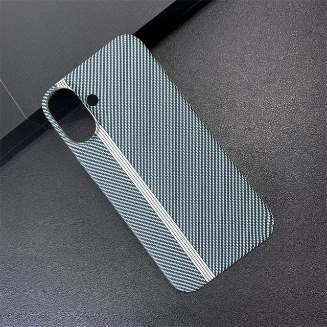 Carbon Fiber Texture Double Color Phone Case For iPhone 16 15 14 Plus 13 12 11 Pro Max Matte Ultra Thin Shockproof Cover Funda Track Light Blue For iPhone 11