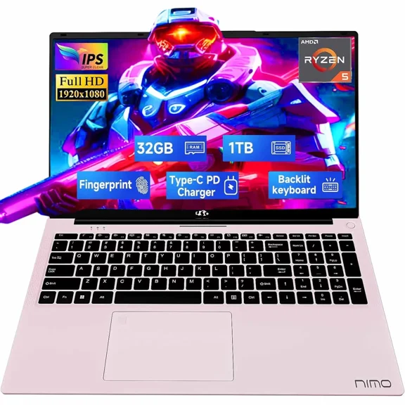 15.6" FHD IPS Student-Laptop-Computer - 32GB RAM 1TB SSD, AMD Ryzen 5 3500U(Beat i5-1135G7, 4 Cores Up to 3.7GHz), 65W Type-C, 2 Years Warranty, Fingerprint, Backlit Keyboard, Wi-Fi 5, BT5.2, Blue