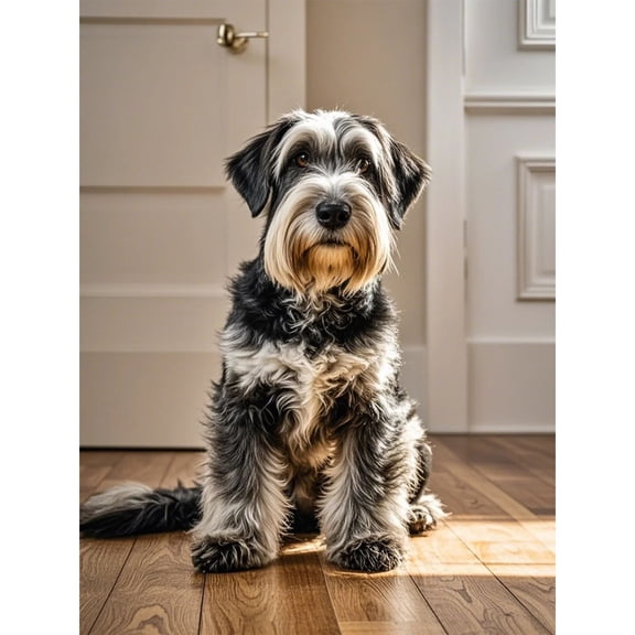 5D Diamond Art DIY Kits Schnauzer Diamond Painting Full Round Drill Rhinestones Crystal by Number Embroidery Arts and Crafts for Living Room Bedroom Home Wall Decor 12x16 inch