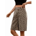thumbnail image 2 of Women's Denim Wide Leg Leopard Print Jorts Cheetah Pants Jeans Shorts for Daily Wear Leopard Print M, 2 of 10