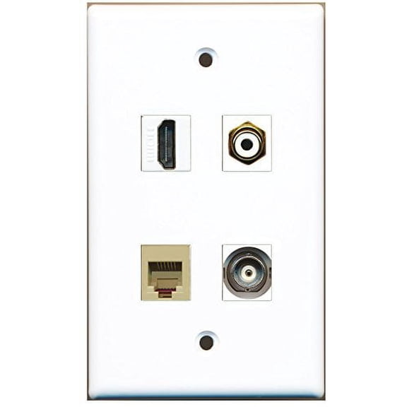 RiteAV - 1 Port HDMI 1 Port RCA White 1 Port Phone RJ11 RJ12 Beige 1 Port BNC Wall Plate