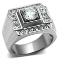 thumbnail image 1 of Men High Polished Stainless Steel Ring with AAA Grade CZ in Clear - Size 13, 1 of 1