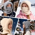 thumbnail image 4 of Gorro 3 en 1 Yicengy para mujer con pasamontañas de invierno (beige), 4 of 7