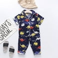 thumbnail image 2 of Jamsmile Toddler Boys Pajamas Satin Button Down Dinosaur Shirts + Pants Silk Summer Sleepwear Loungewear, 2 of 4