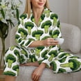 thumbnail image 6 of Hirioo Cute Broccoli for Women's Pajama Sets 2 Piece Pjs Women's Long-Sleeved Pajama Set Button Down Sleepwear,S-XXL-Large, 6 of 7