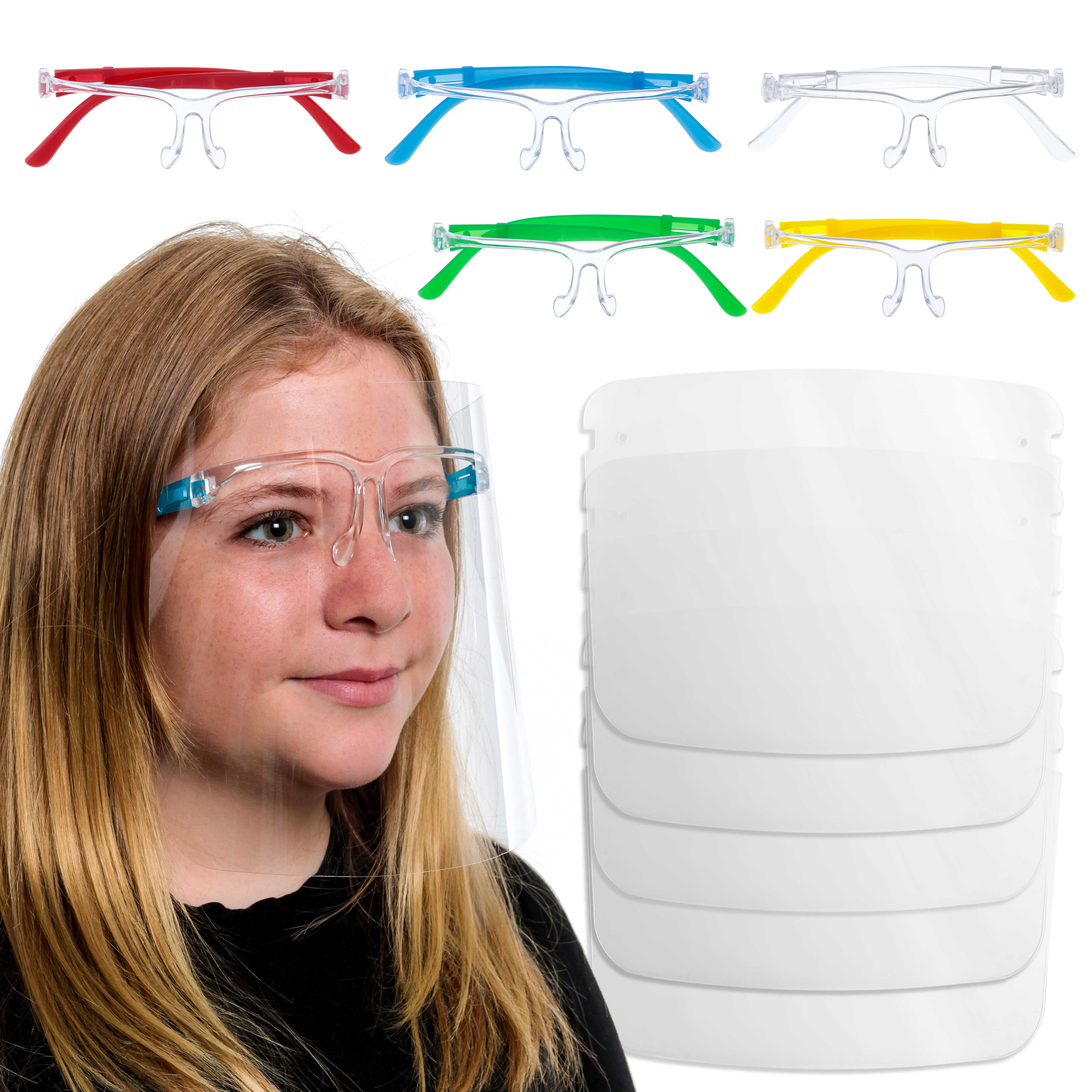 7 Pack Details about   Face Shield Glasses Face Shield Face Shield With Glasses Adult Size 