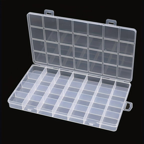 1 PCS Clear 28-Compartment Storage Box, Portable Plastic Organizer for Jewelry, Beads, Craft Supplies & Small Parts, Secure Snap Lid, Lightweight & Durable