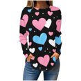 thumbnail image 2 of TrendVibe365 Pink Womens Plus Size Tops Long Sleeve Valentines Day Clothes Plus Size Tunic Crew Neck Polyester Casual Love Heart Printed for Leggings for Valentines Gifts 2XL, 2 of 5