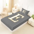 thumbnail image 4 of Erosebridal Modern Monogrammed E Twin Sheet Sets, Black Lines Bedding, Kids Girls, 3pcs, 4 of 5