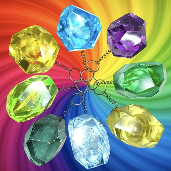 Evolution Stone Keychain Set of 8 - TCG, Resin Prop, Custom Gift, Collectibles, Anime Fashion