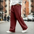 thumbnail image 6 of Dresfit Baggy Pants Mens Wide Leg Corduroy Sweatpants Solid Drawstring Casual Slacks 2026 Spring Textured Straight Leg Big and Tall Lightweight Trousers Wine L, 6 of 6