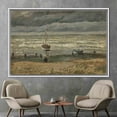 thumbnail image 6 of Home Decor Sea View Canvas, Landscape Art, Beach at Scheveningen Wall Art, Beach at Scheveningen in Stormy Weather, Canvas Wall Decor - White Framed, 6 of 9
