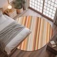 thumbnail image 3 of 4Ft Round Rug, Burnt Orange Striped Non-Skid Rubber Backing Large Area Rugs - Living Room Bedroom Home Office, Farmhouse Orange Ombre Stripes Indoor Floor Mat Carpets Washable Rug, 3 of 9